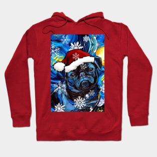 Black Pug Santa Hoodie